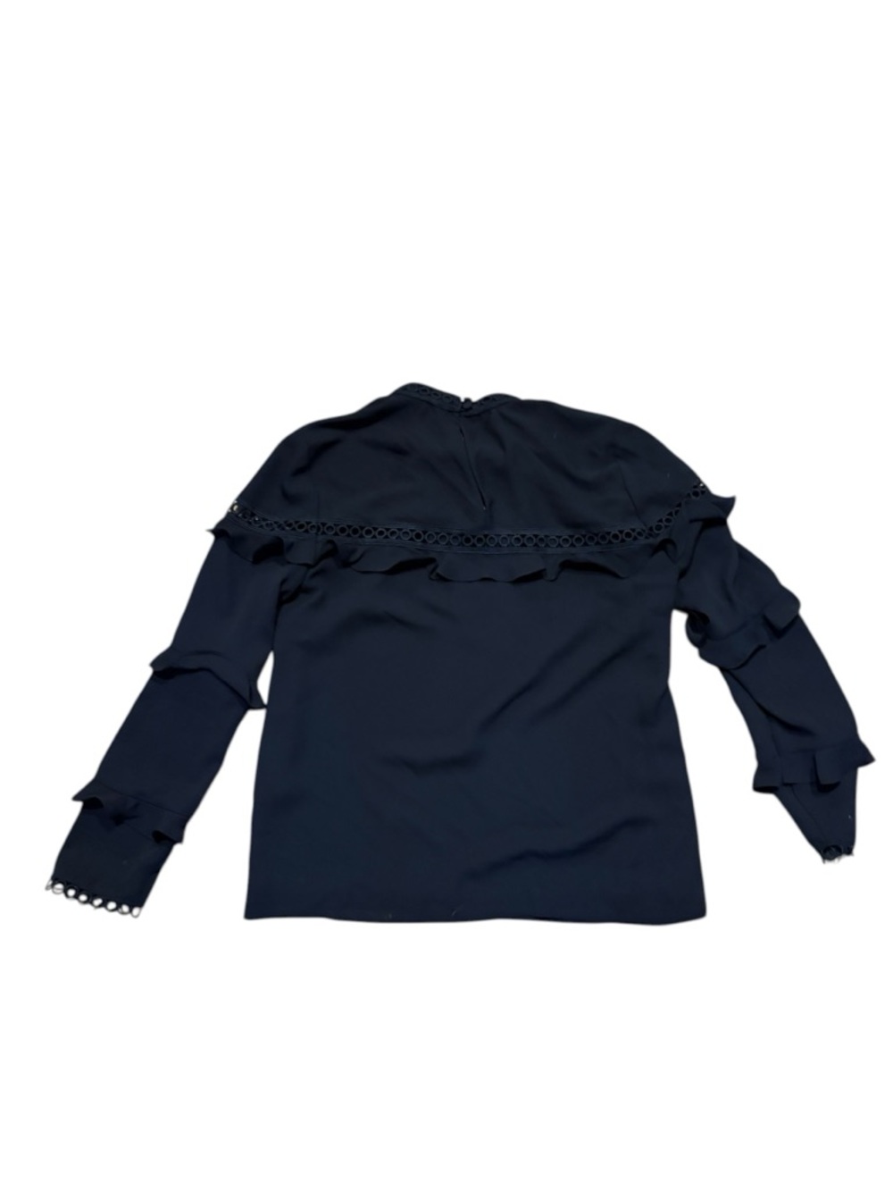 J. Crew navy blue ruffled top blouse 0 - Picture 4 of 7